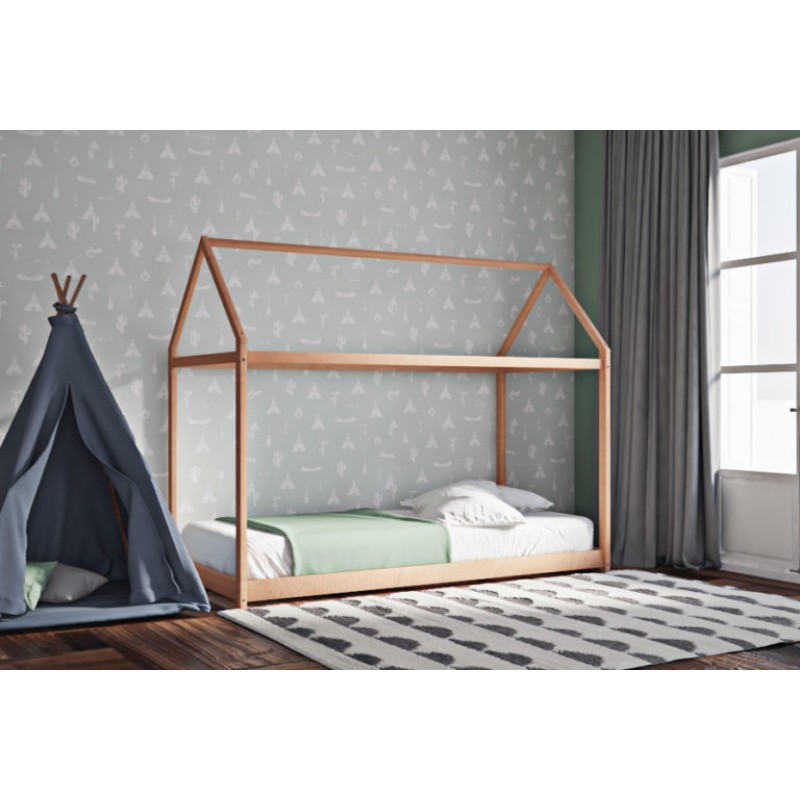 Παιδικό κρεβάτι μοντεσσόρι House Frame 380600 φυσικό οξιά για στρώμα 90x190